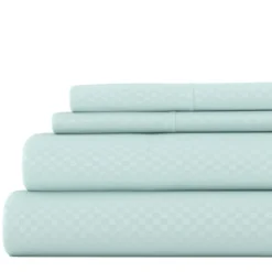 Kirkland's Home Aqua Embossed Checkered 3-Pc. Twin Sheet Set- Bed Sheets