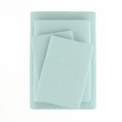 Kirkland's Home Aqua Embossed Checkered 3-Pc. Twin Sheet Set- Bed Sheets