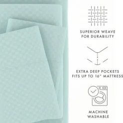 Kirkland's Home Aqua Embossed Checkered 3-Pc. Twin Sheet Set- Bed Sheets