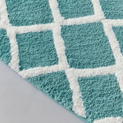 Kirkland's Home Aqua Geometric Pattern Reversible Bath Mat, 34 In- Bathroom Rugs