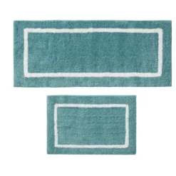 Kirkland's Home Aqua Geometric Pattern Reversible Bath Mat, 34 In- Bathroom Rugs