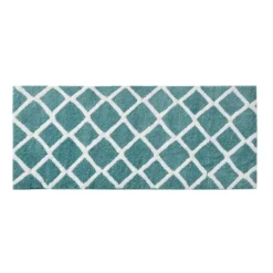 Kirkland's Home Aqua Geometric Pattern Reversible Bath Mat, 60 In- Bathroom Rugs