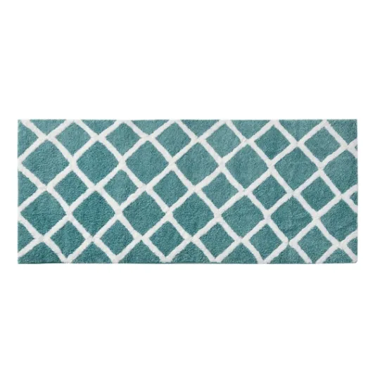 Kirkland's Home Aqua Geometric Pattern Reversible Bath Mat, 60 In- Bathroom Rugs