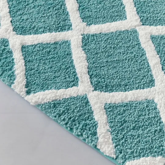 Kirkland's Home Aqua Geometric Pattern Reversible Bath Mat, 60 In- Bathroom Rugs