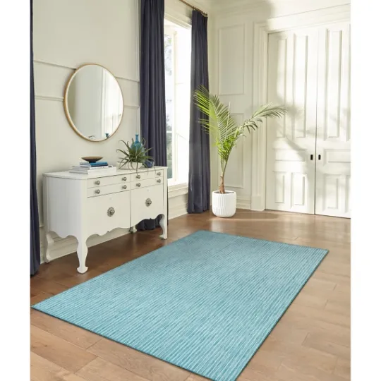 Kirkland's Home Aqua Intertwine Indoor/Outdoor Area Rug, 7X9- Outdoor Rugs
