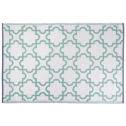 Kirkland's Home Aqua Moroccan Trellis Outdoor Area Rug, 4X6- Outdoor Rugs