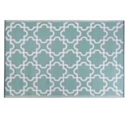 Kirkland's Home Aqua Moroccan Trellis Outdoor Area Rug, 4X6- Outdoor Rugs