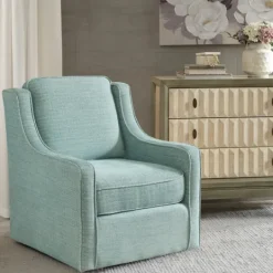 Kirkland's Home Aqua Upholstered Swivel Accent Chair- Accent Chairs