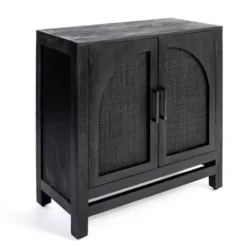 Kirkland's Home Arch Cane And Wood Cabinet- Cabinets & Sideboards