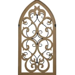 Kirkland's Home Arched Wood And Metal Layered Scroll Wall Plaque- Wall Plaques
