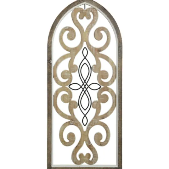Kirkland's Home Arched Wood And Metal Scroll Wall Plaque- Wall Plaques