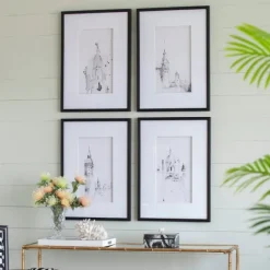 Kirkland's Home Architectural Drawings Framed Art Prints, Set Of 4- Framed Art