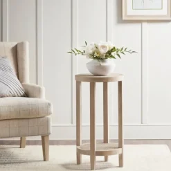 Kirkland's Home Ash Rat Round Martha Stewart Accent Table- Accent & End Tables