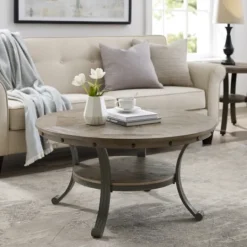 Kirkland's Home Ash Round Nailhead Coffee Table- Coffee Tables