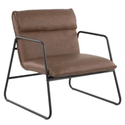 Kirkland's Home Axel Espresso Leather Industrial Accent Chair- Accent Chairs