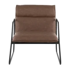 Kirkland's Home Axel Espresso Leather Industrial Accent Chair- Accent Chairs