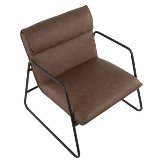 Kirkland's Home Axel Espresso Leather Industrial Accent Chair- Accent Chairs