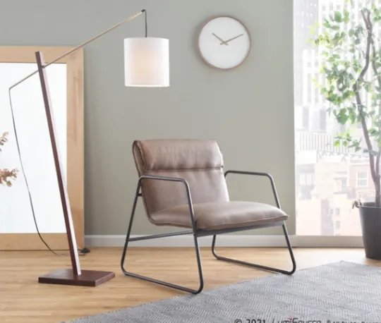 Kirkland's Home Axel Espresso Leather Industrial Accent Chair- Accent Chairs