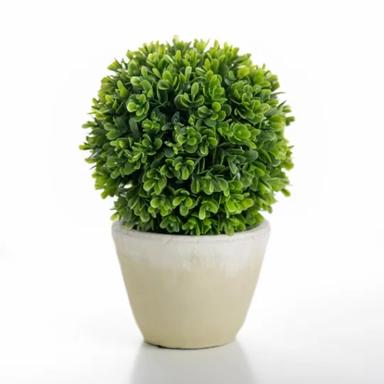 Kirkland's Home Ball Boxwood Topiary In Cement Planter- Arrangements & Greenery