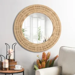 Kirkland's Home Bamboo Breeze Woven Wall Mirror- Decorative Mirrors