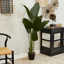 Kirkland's Home Banana Tree In Ribbed Rock Planter- Trees & Topiaries