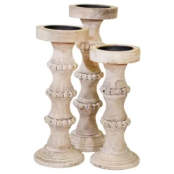 Kirkland's Home Banded Bead Wood Candle Holder, 13 In.- Candle Holders