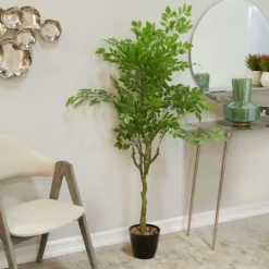 Kirkland's Home Banyan Tree In Ribbed Rock Planter- Trees & Topiaries