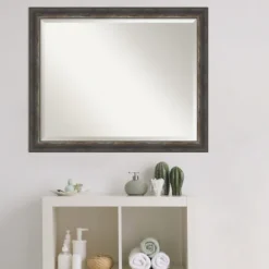 Kirkland's Home Bark Rustic Char Frame Beveled Mirror- Decorative Mirrors