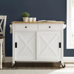 Kirkland's Home Barn Door Kitchen Cart- Kitchen Islands & Bar Carts