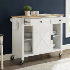 Kirkland's Home Barn Door Kitchen Cart- Kitchen Islands & Bar Carts