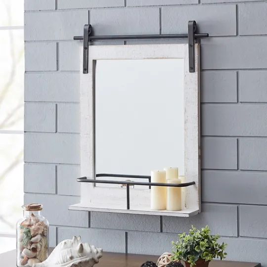 Kirkland's Home Barn Door Mirror With Shelf- Decorative Mirrors