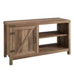 Kirkland's Home Barn Door Rustic Oak Tv Stand With Open Shelves- Tv Stands & Media Consoles