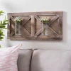 Kirkland's Home Barn Door Wall Plaque With Glass Vases- Wall Plaques