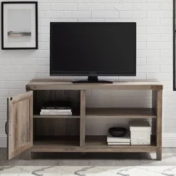 Kirkland's Home Barn Door Wash Tv Stand With Open Shelves- Tv Stands & Media Consoles