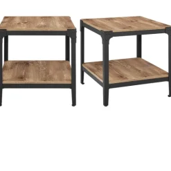 Kirkland's Home Barnwood Angle Iron Accent Tables, Set Of 2- Nightstands