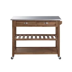 Kirkland's Home Barnwood Sonoma Stainless Steel Top Kitchen Cart- Kitchen Islands & Bar Carts