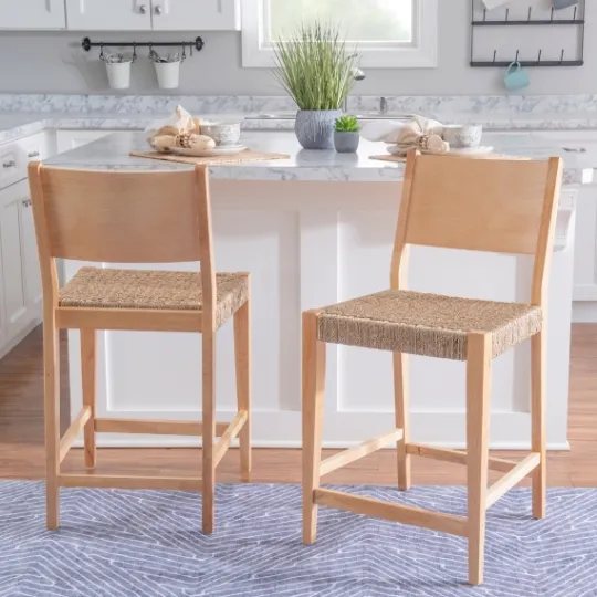 Kirkland's Home Basketweave Seat Counter Stools, Set Of 2- Bar Stools & Counter Height Stools