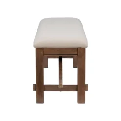 Kirkland's Home Basketweave Upholstered Wood Bench- Benches & Ottomans