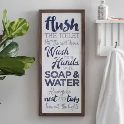 Kirkland's Home Bathroom Rules Typography Wall Plaque- Wall Quotes & Signs