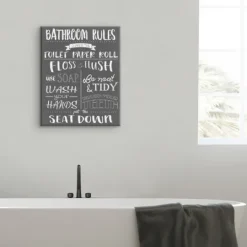 Kirkland's Home Bathroom Rules Wrapped Canvas Art Print- Wall Quotes & Signs