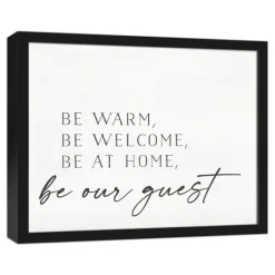 Kirkland's Home Be Warm Be Welcome Framed Canvas Art Print- Wall Quotes & Signs