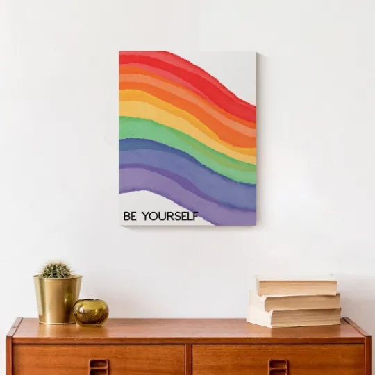 Kirkland's Home Be Yourself Rainbow Canvas Art Print- Wall Quotes & Signs