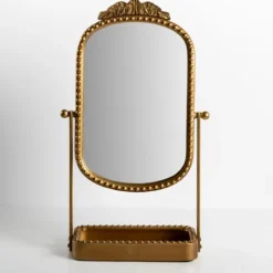 Kirkland's Home Beaded Bordeaux Tray Base Tabletop Mirror- Decorative Mirrors