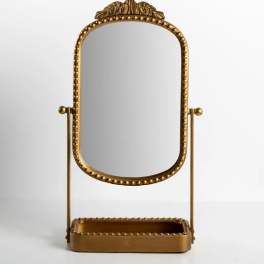 Kirkland's Home Beaded Bordeaux Tray Base Tabletop Mirror- Decorative Mirrors