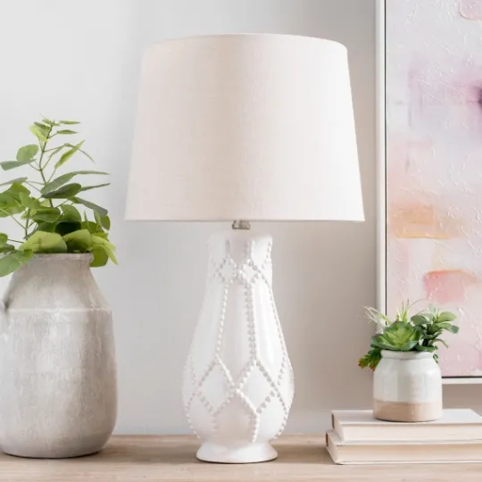 Kirkland's Home Beaded Ceramic Table Lamp- Table Lamps
