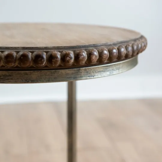 Kirkland's Home Beaded Round Wood C-Table- Accent & End Tables