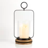 Kirkland's Home Beaded Trim Wood And Metal Hurricane- Candle Holders