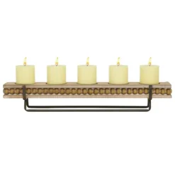 Kirkland's Home Beaded Wood And Metal Base Candle Holder- Candle Holders