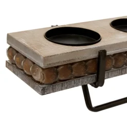Kirkland's Home Beaded Wood And Metal Base Candle Holder- Candle Holders