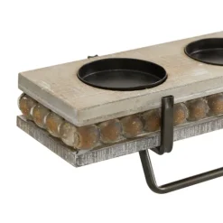 Kirkland's Home Beaded Wood And Metal Base Candle Holder- Candle Holders